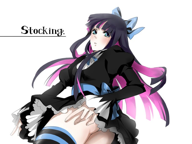 Anime Girl in Maid Outfit — Black, Dramatic, Maid Outfit, Bow
