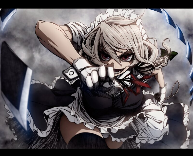 Anime Girl in Maid Outfit — Black, Dramatic, Manga, Sword