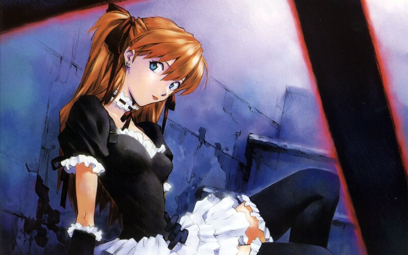 Anime Girl in Maid Outfit — Black, Dramatic, Manga