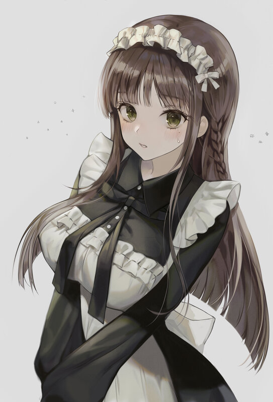 Anime Girl in Maid Outfit — Black, Melancholic