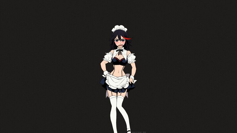 Anime Girl in Maid Outfit — Black, Neutral, Maid Outfit