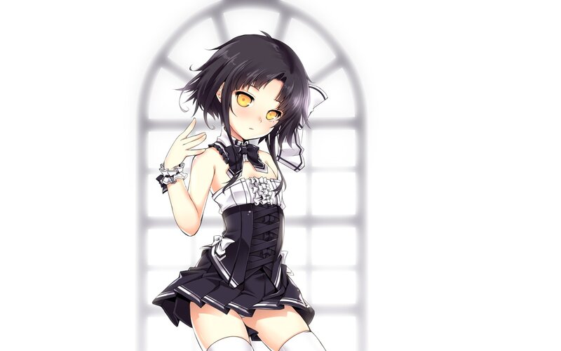 Anime Girl in Maid Outfit — Black, Playful, Window