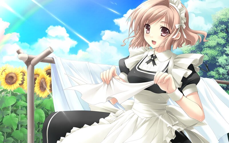 Anime Girl in Maid Outfit — Blue, Bright, Cheerful