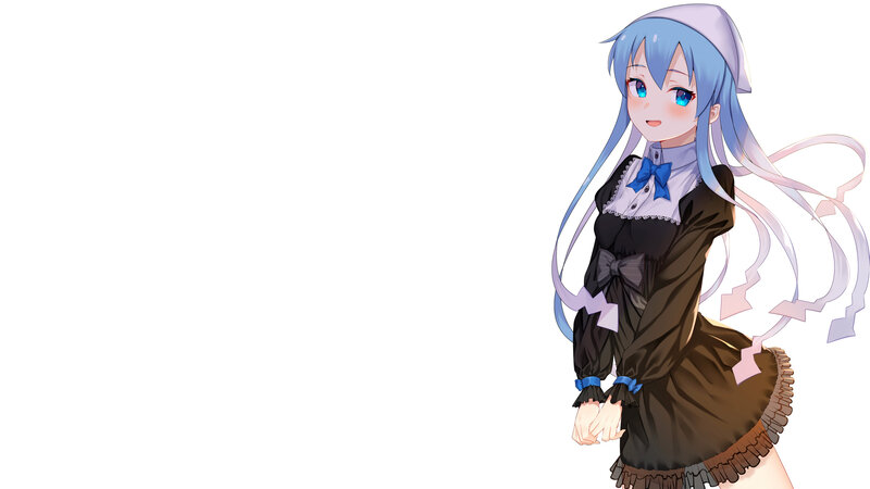 Anime Girl in Maid Outfit — Blue, Calm, Blue Hair