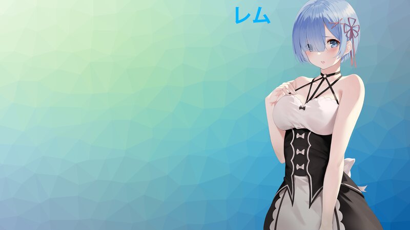 Anime Girl in Maid Outfit — Blue, Calm, Digital Art