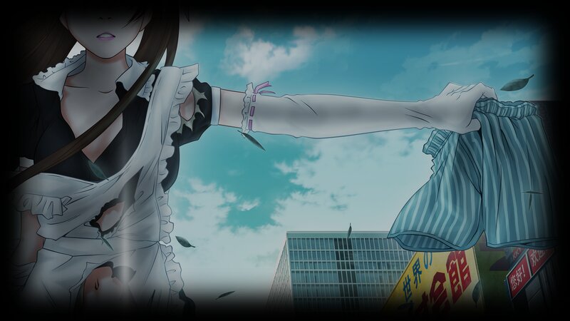 Anime Girl in Maid Outfit — Blue, Dramatic, Afternoon