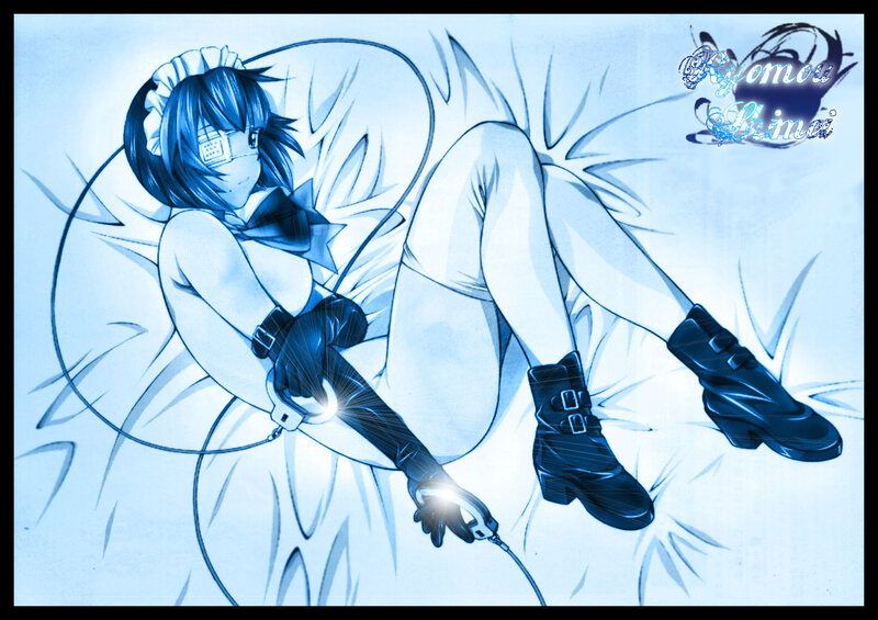 Anime Girl in Maid Outfit — Blue, Dramatic, Digital Art