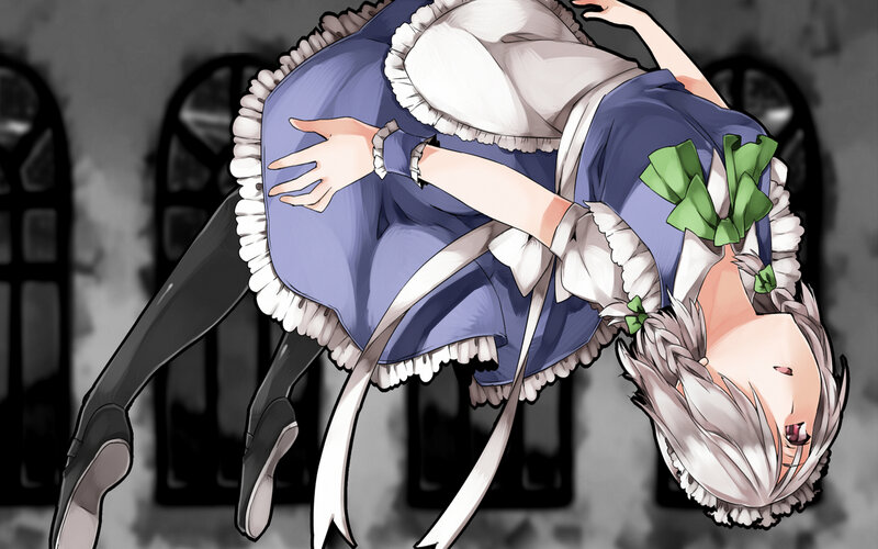 Anime Girl in Maid Outfit — Blue, Dramatic, Manga