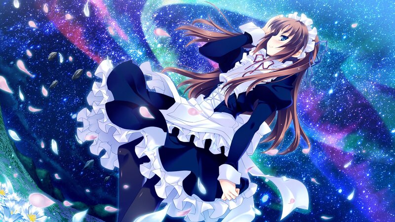 Anime Girl in Maid Outfit — Blue, Dreamy