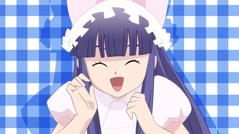 Anime Girl in Maid Outfit — Blue, Happy