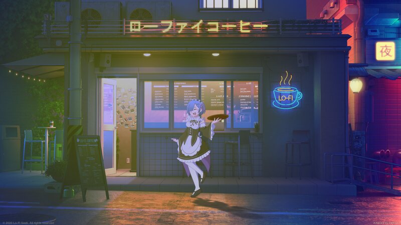 Anime Girl in Maid Outfit — Blue, Nocturnal