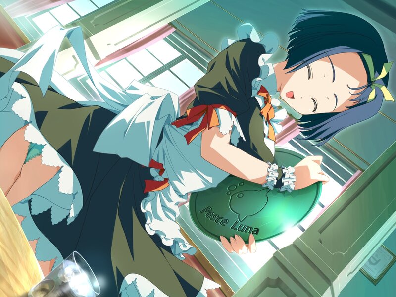 Anime Girl in Maid Outfit — Blue, Peaceful