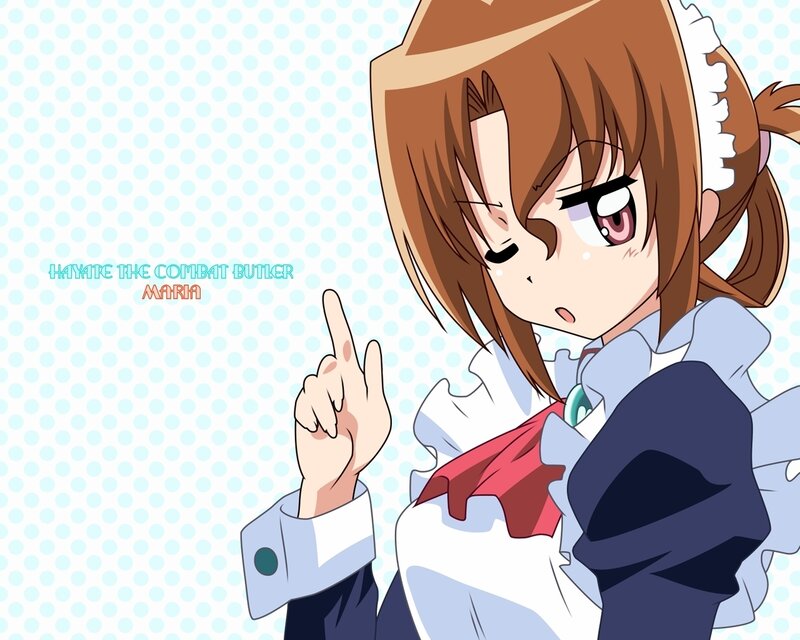 Anime Girl in Maid Outfit — Blue, Playful, Maid Uniform, Pointing Finger