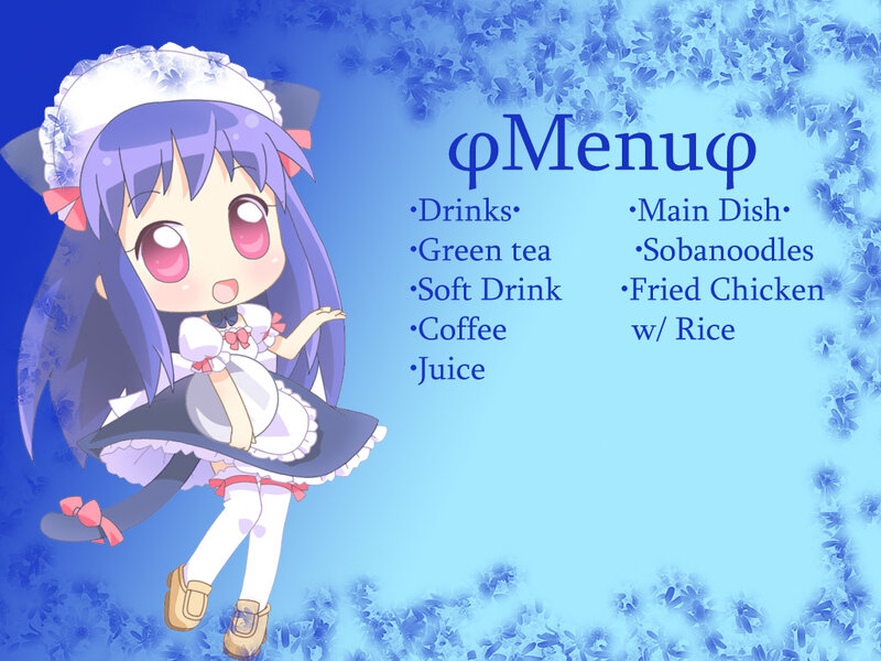 Anime Girl in Maid Outfit — Blue, Playful, Menu
