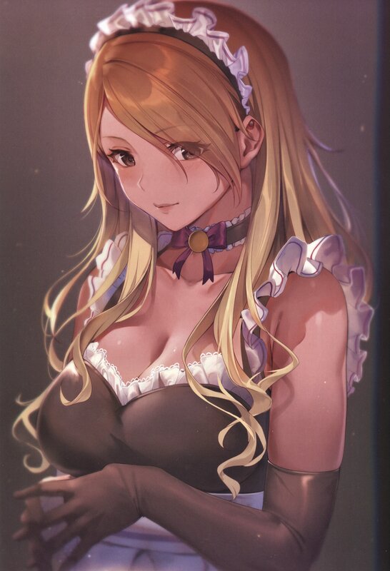 Anime Girl in Maid Outfit — Brown, Calm, Digital Art, Maid Dress