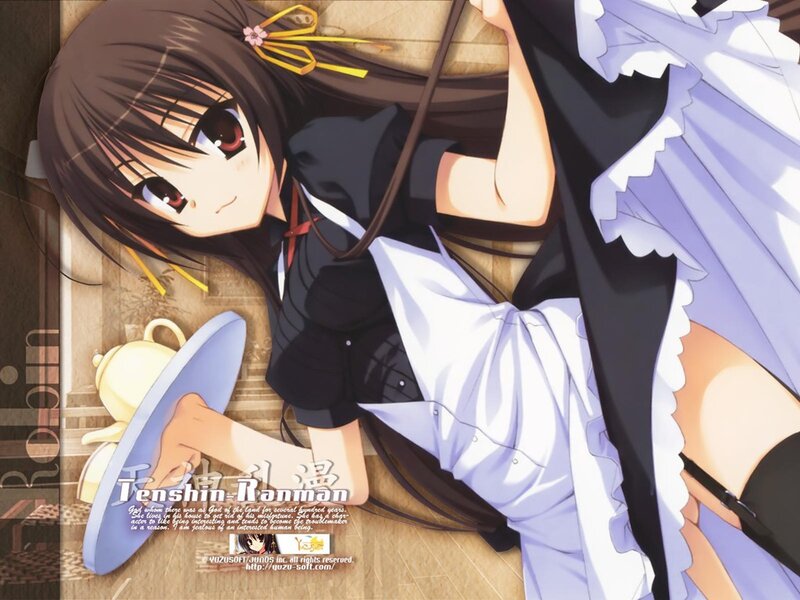 Anime Girl in Maid Outfit — Brown, Calm, Maid Dress, Tea Set