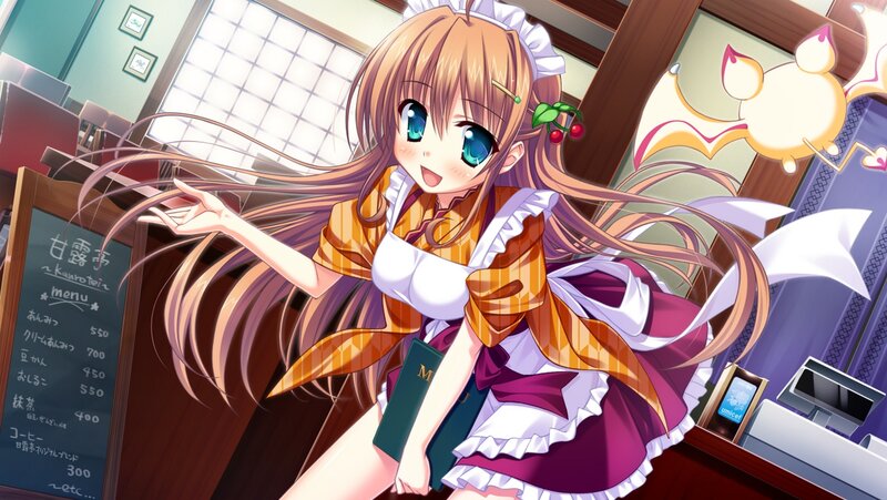 Anime Girl in Maid Outfit — Brown, Cheerful