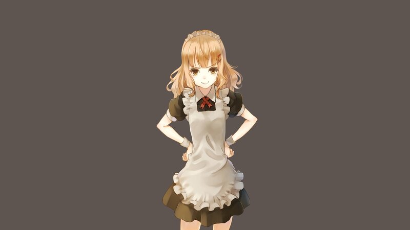 Anime Girl in Maid Outfit — Brown, Neutral