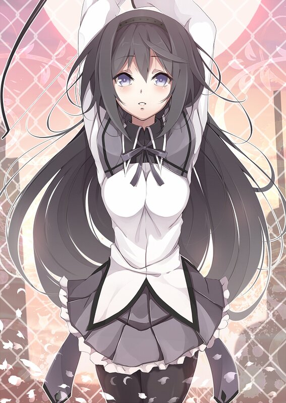 Anime Girl in Maid Outfit — Gray, Calm, Sunset