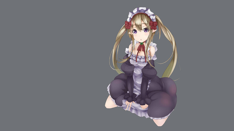 Anime Girl in Maid Outfit — Gray, Neutral