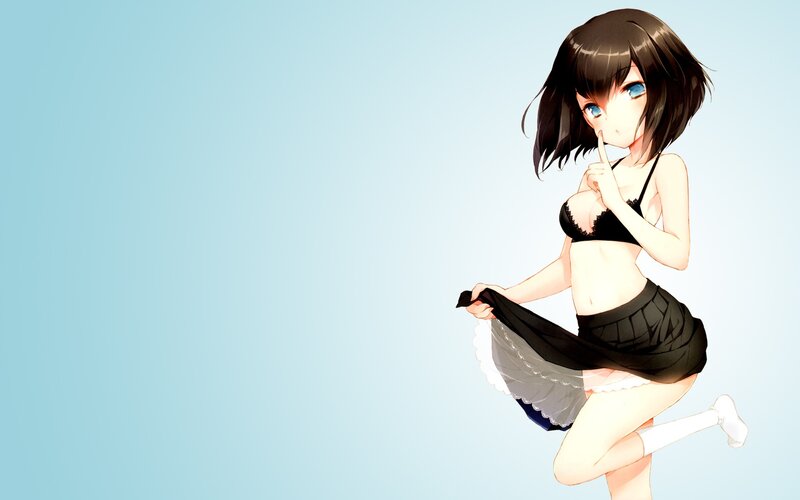 Anime Girl in Maid Outfit — Light Blue, Playful, Black Dress