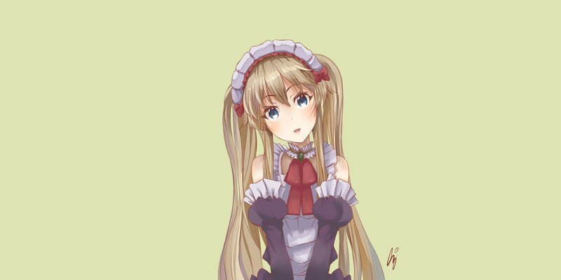 Anime Girl in Maid Outfit — Light Green