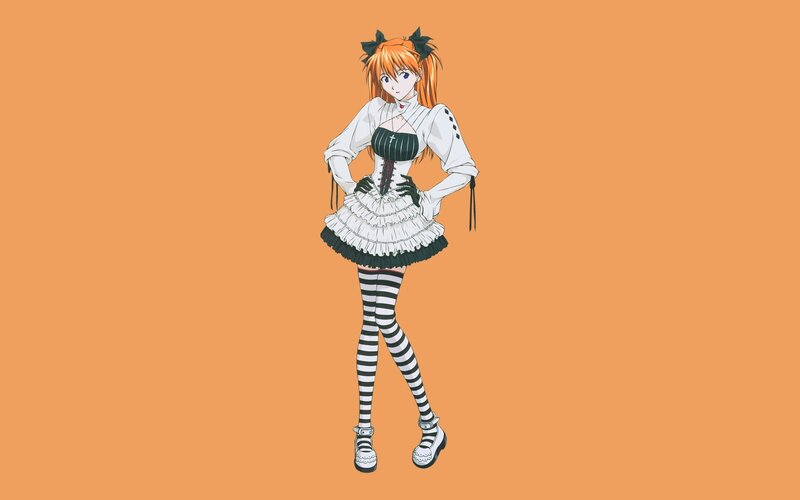 Anime Girl in Maid Outfit — Orange, Neutral