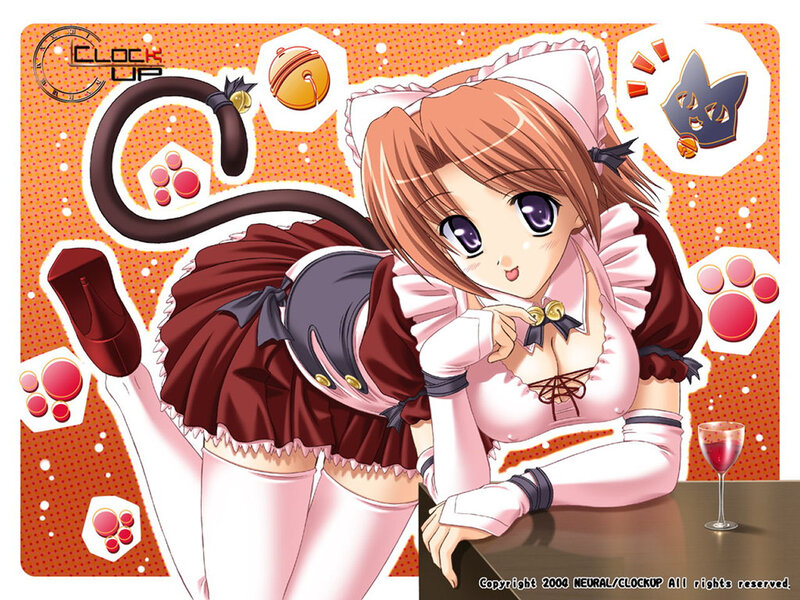 Anime Girl in Maid Outfit — Orange, Playful