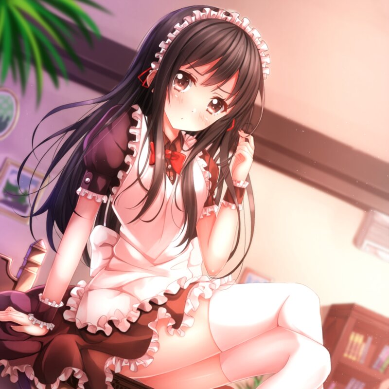 Anime Girl in Maid Outfit — Pink, Calm, Afternoon, Maid Dress
