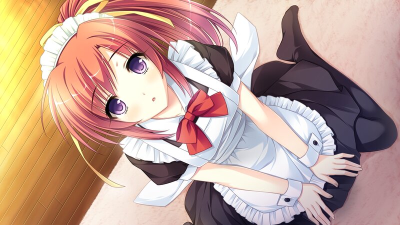 Anime Girl in Maid Outfit — Pink, Calm, Maid Dress, Purple Eyes