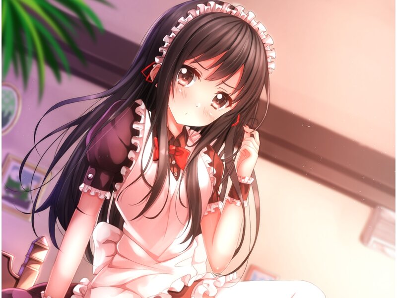 Anime Girl in Maid Outfit — Pink, Calm, Maid Dress