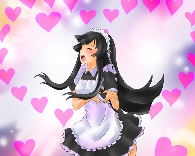 Anime Girl in Maid Outfit — Pink, Happy