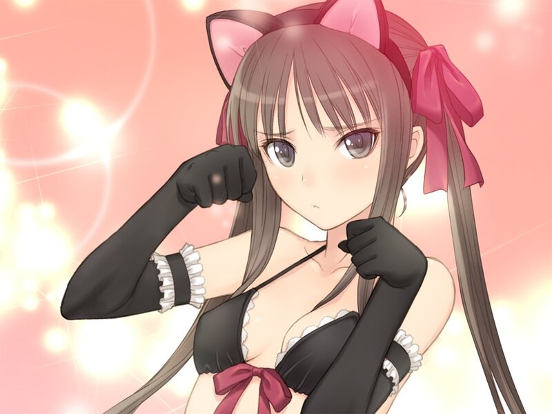 Anime Girl in Maid Outfit — Pink, Playful, Cat Ears, Gloves