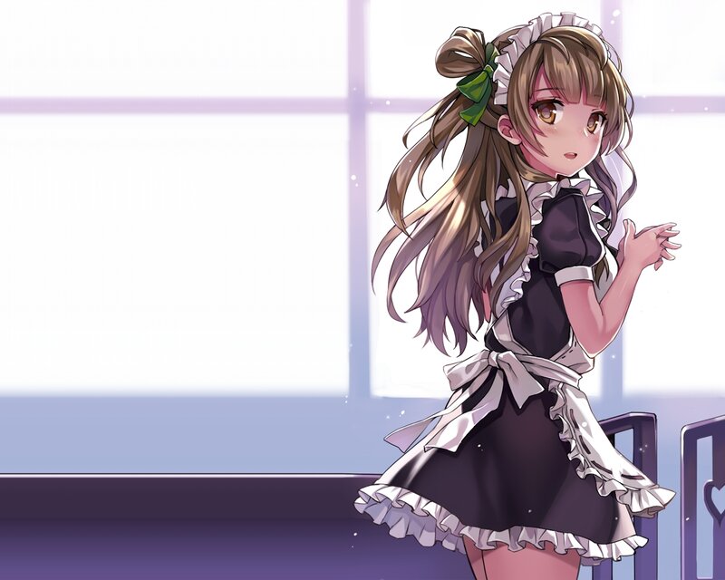 Anime Girl in Maid Outfit — Purple, Calm, Afternoon, Maid Dress