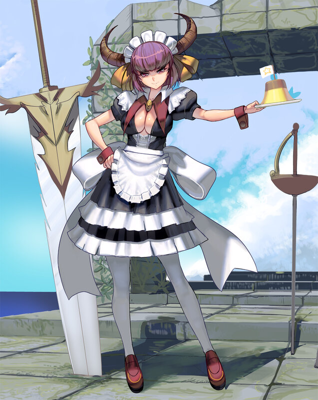 Anime Girl in Maid Outfit — Purple, Confident