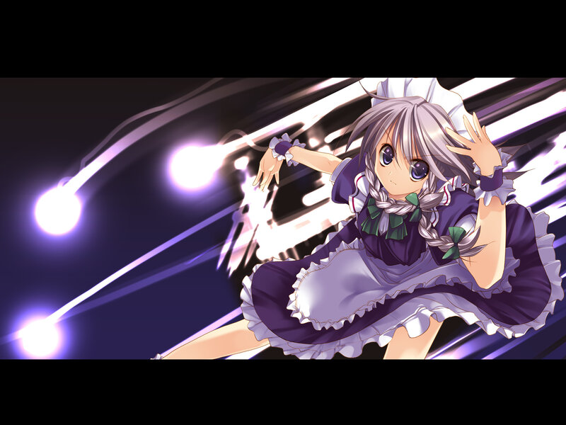 Anime Girl in Maid Outfit — Purple, Dynamic, Night
