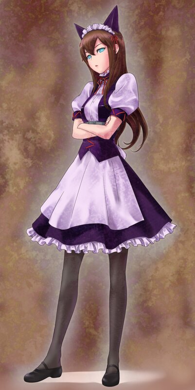 Anime Girl in Maid Outfit — Purple, Neutral