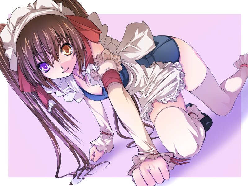 Anime Girl in Maid Outfit — Purple, Playful, Maid Outfit