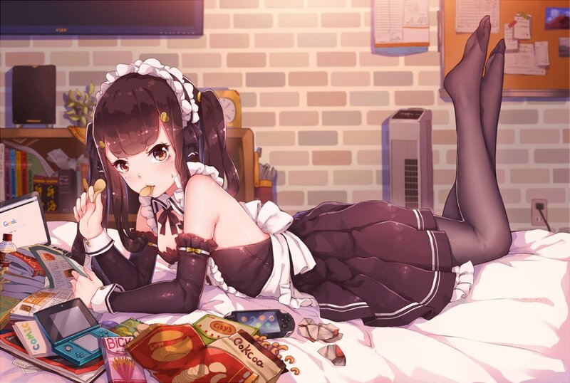Anime Girl in Maid Outfit — Purple, Relaxed