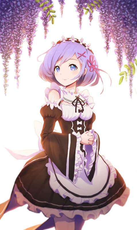 Anime Girl in Maid Outfit — Purple, Serene, Spring