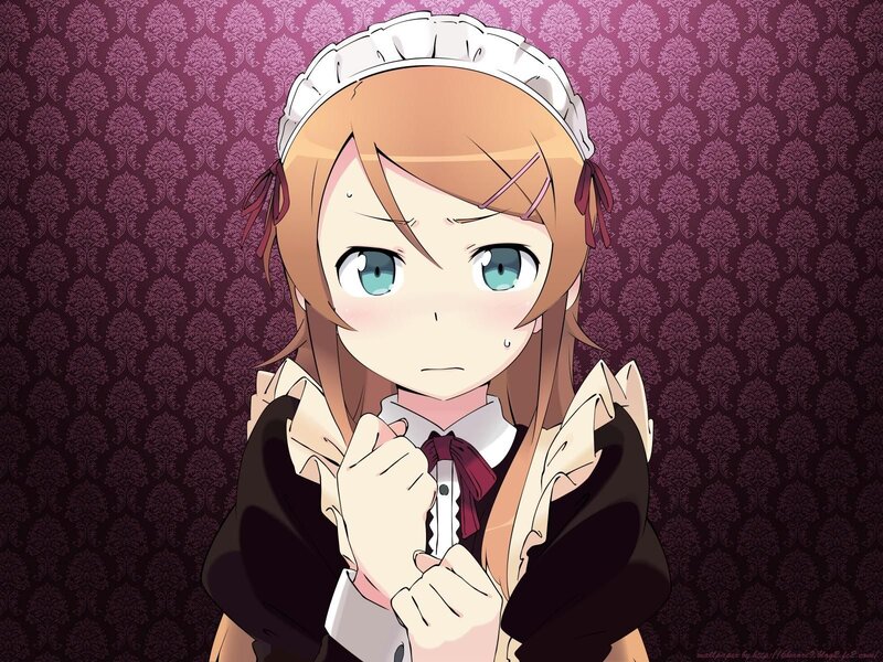 Anime Girl in Maid Outfit — Purple, Serious