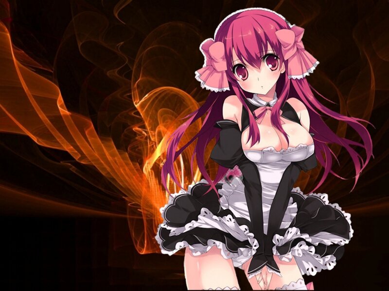 Anime Girl in Maid Outfit — Purple