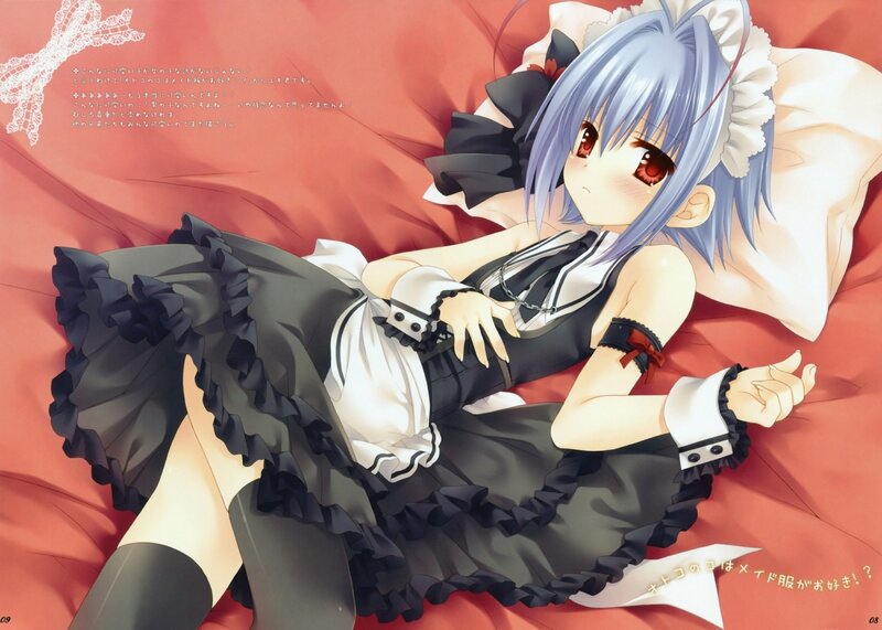 Anime Girl in Maid Outfit — Red, Calm, Manga