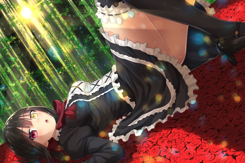 Anime Girl in Maid Outfit — Red, Dramatic, Morning