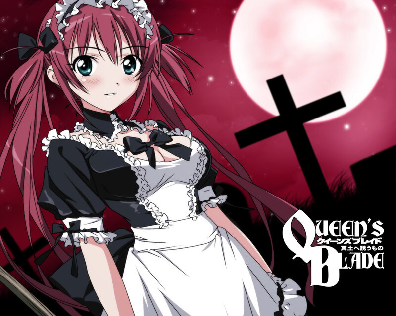 Anime Girl in Maid Outfit — Red, Dramatic