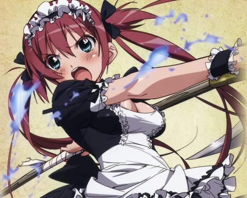 Anime Girl in Maid Outfit — Red, Dynamic