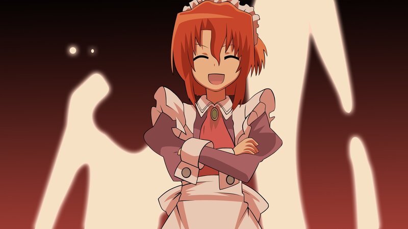 Anime Girl in Maid Outfit — Red, Happy