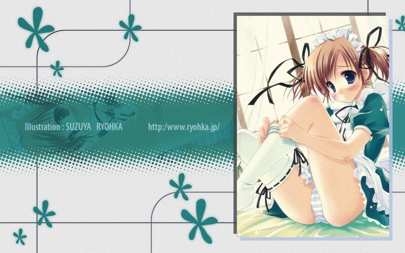 Anime Girl in Maid Outfit — Teal, Calm
