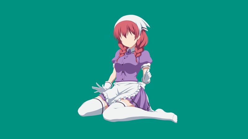 Anime Girl in Maid Outfit — Teal, Neutral
