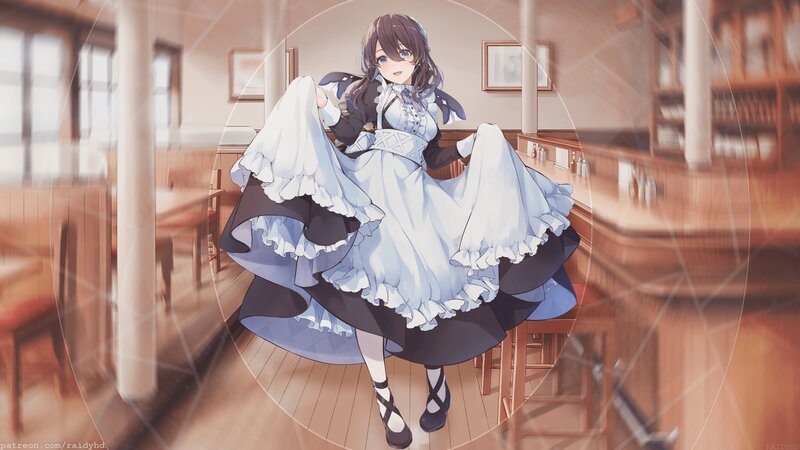 Anime Girl in Maid Outfit — White, Calm, Afternoon, Digital Art, Dress